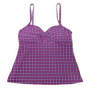 Women's Swimsuit Top Twist Bra Tankini Gingham Colorful Stretchy Size 16 / XL